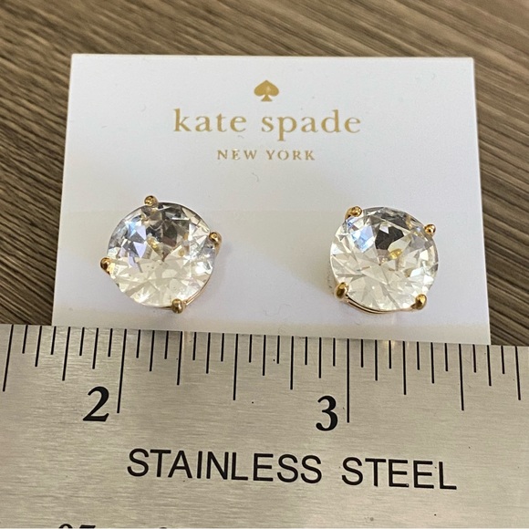 New Kate Spade Large Clear Crystal Gumdrop Earrings Studs - Picture 11 of 11